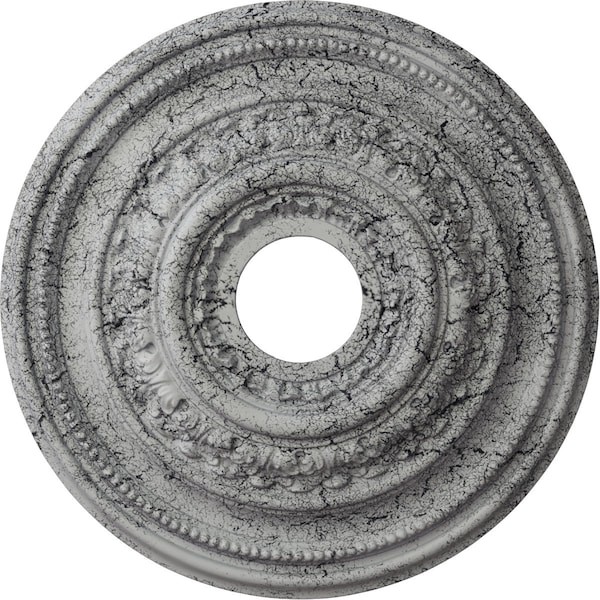 Ekena Millwork Orleans Medallion (Canopies up to 4 5/8"), 17 5/8"OD X 3 5/8"ID X 1 7/8"P, Ultra Pure White Crackle CM17OLUWC - main